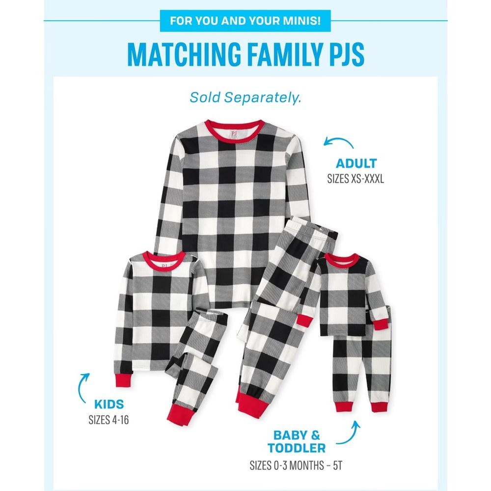 The Children’s Place Thermal Buffalo Check Matching Family Pajamas 3-6m - Picture 2 of 4